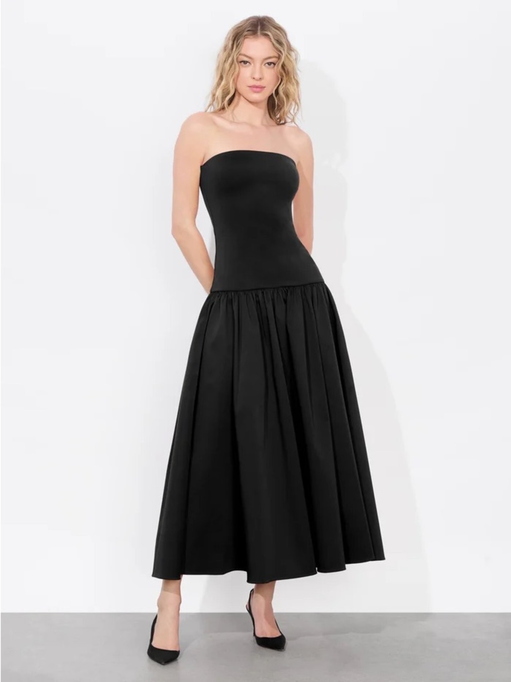Alice + Olivia - Oriana Drop Waist Midi Dress